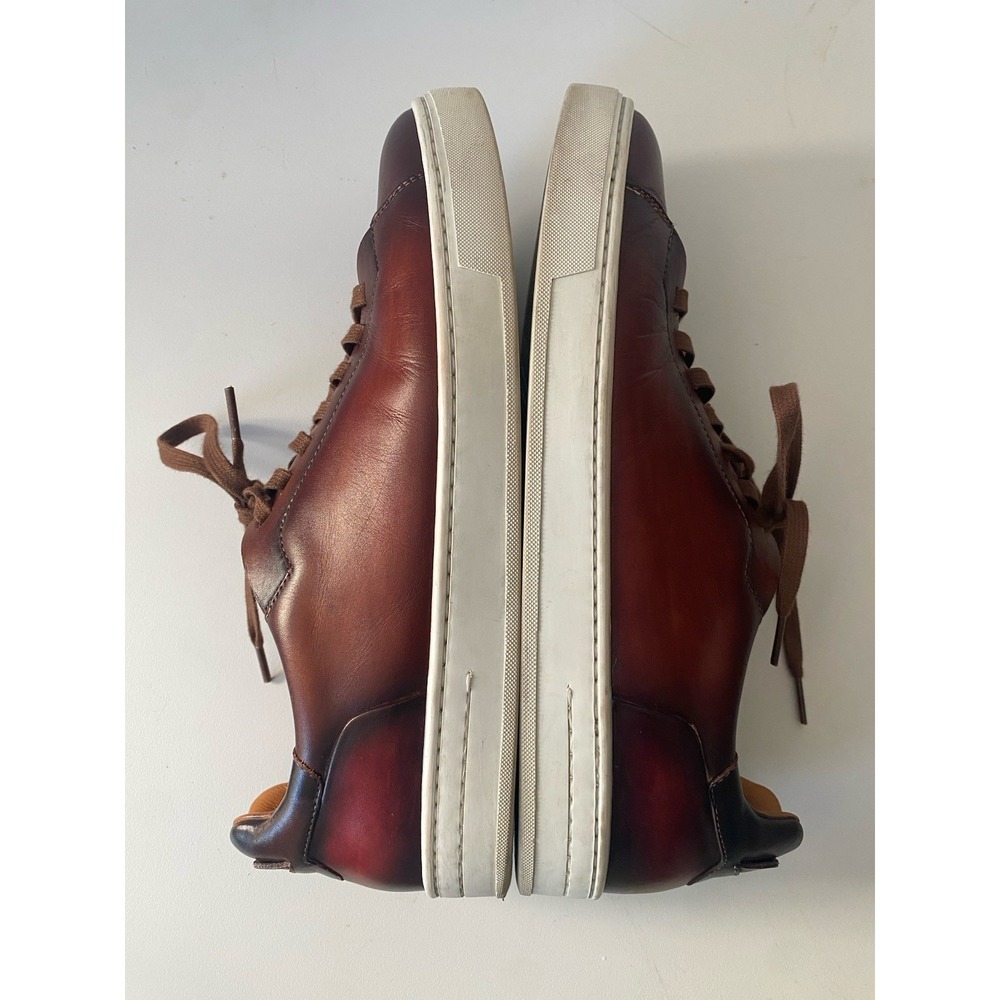 Magnanni Men's Amadeo Burnished Leather Low-Top Lace Up Sneakers Cognac Size 11 - Picture 6 of 11